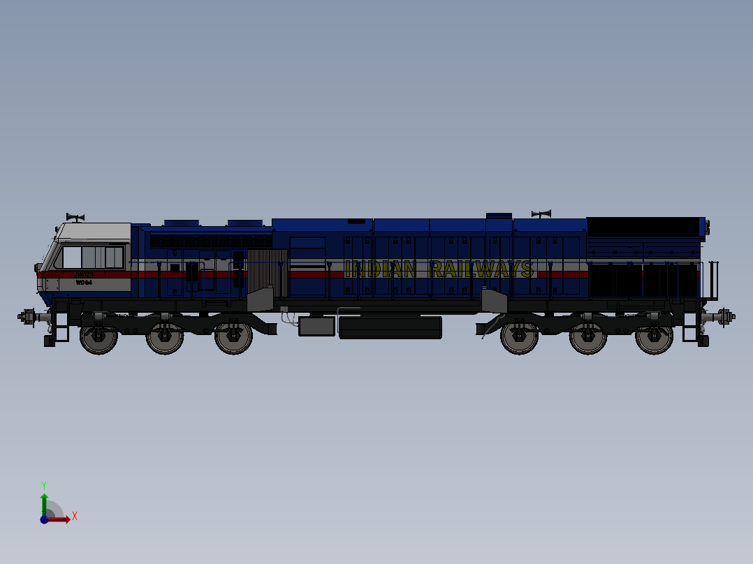 火车机车列车indian-locomotive-wdp4b-18316-模型格式为 igs前视图
