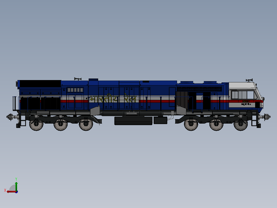 火车机车列车indian-locomotive-wdp4b-18316-模型格式为 igs后视图