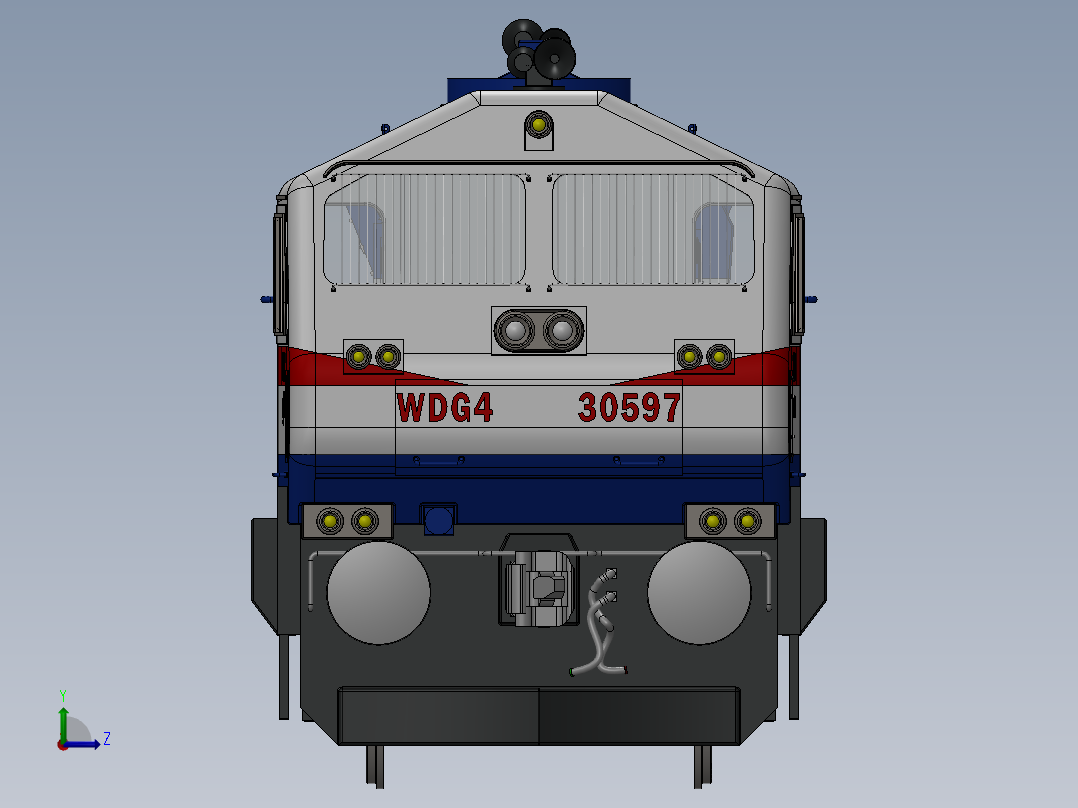 火车机车列车indian-locomotive-wdp4b-18316-模型格式为 igs左视图
