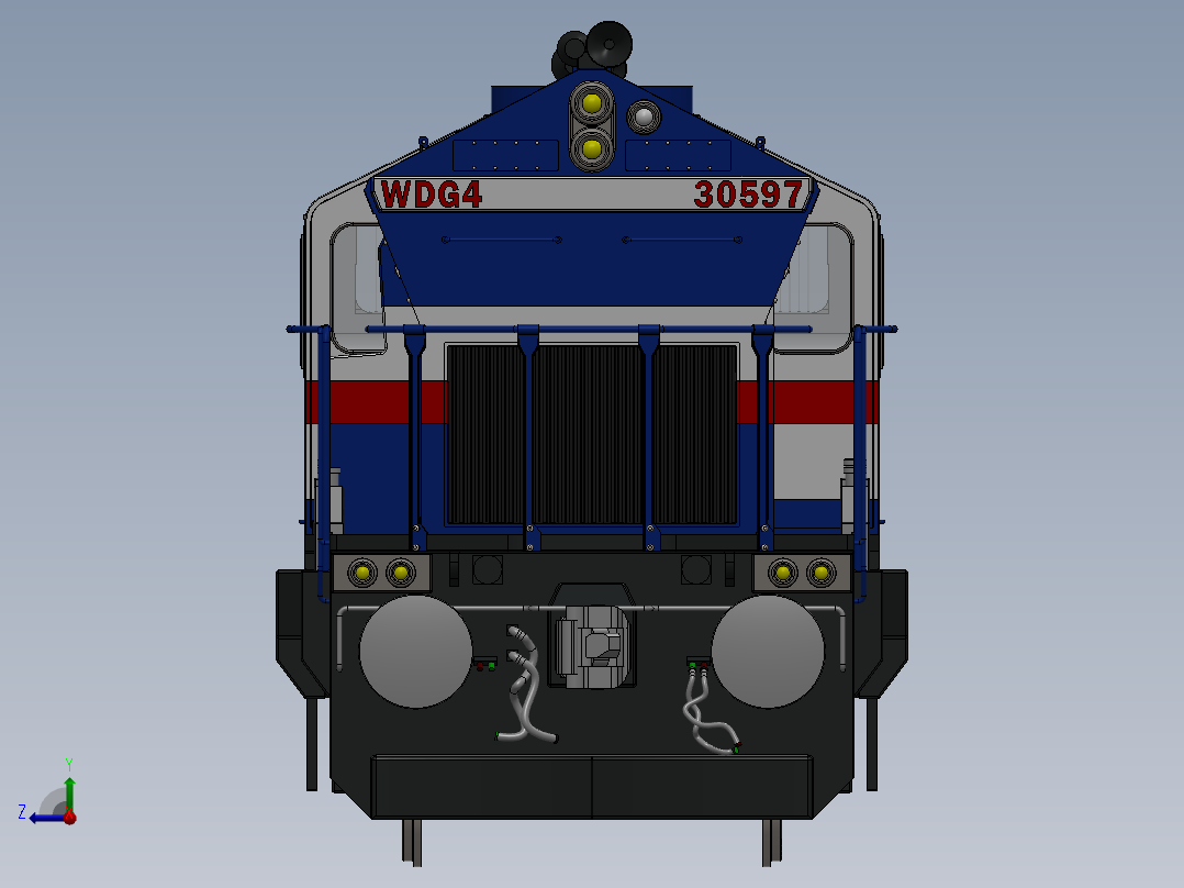 火车机车列车indian-locomotive-wdp4b-18316-模型格式为 igs右视图