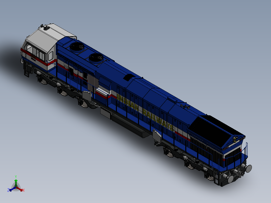 火车机车列车indian-locomotive-wdp4b-18316-模型格式为 igs正等轴测图