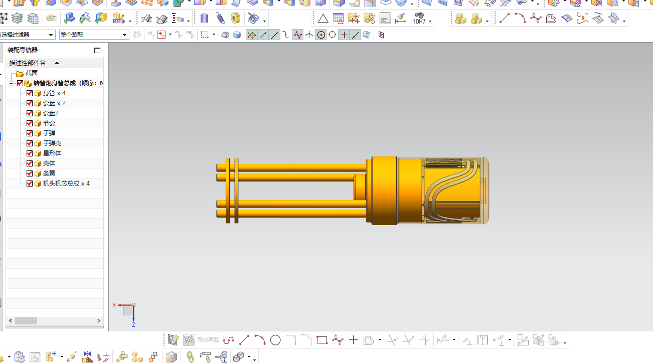 转管炮身管装配