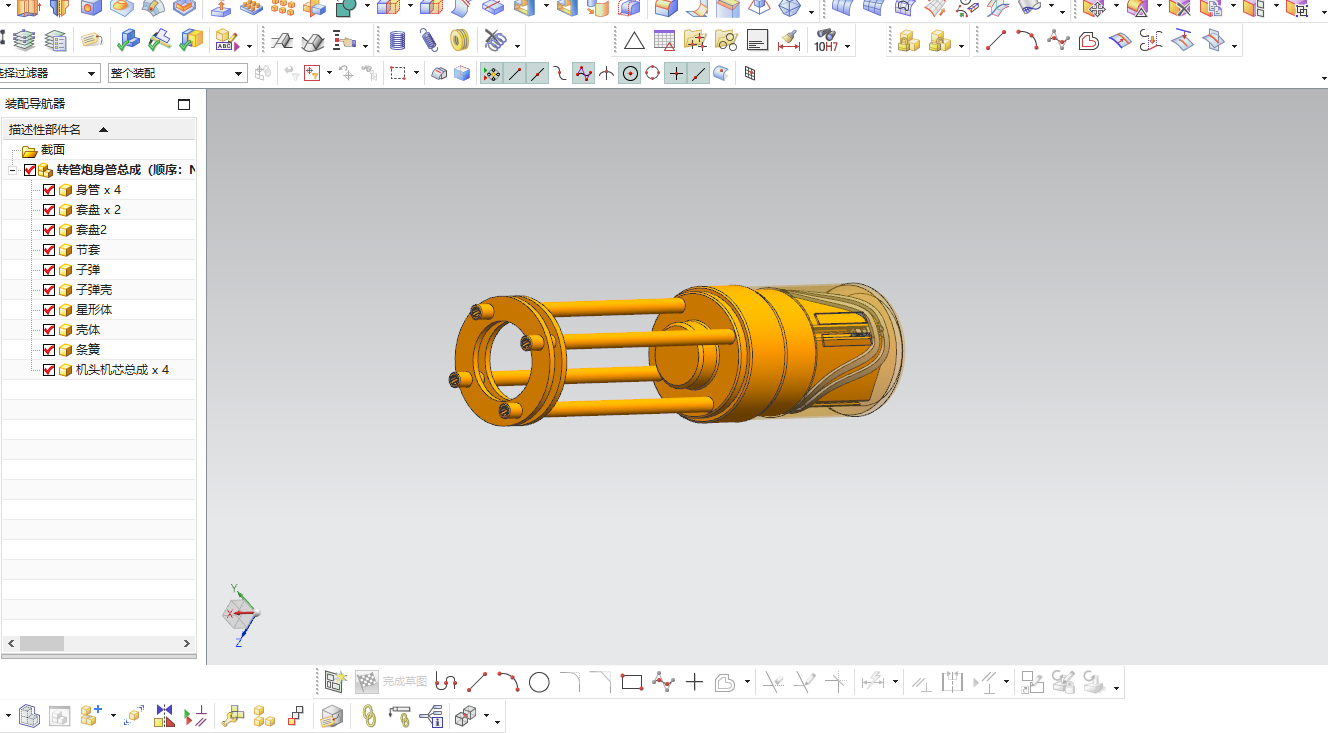 转管炮身管装配