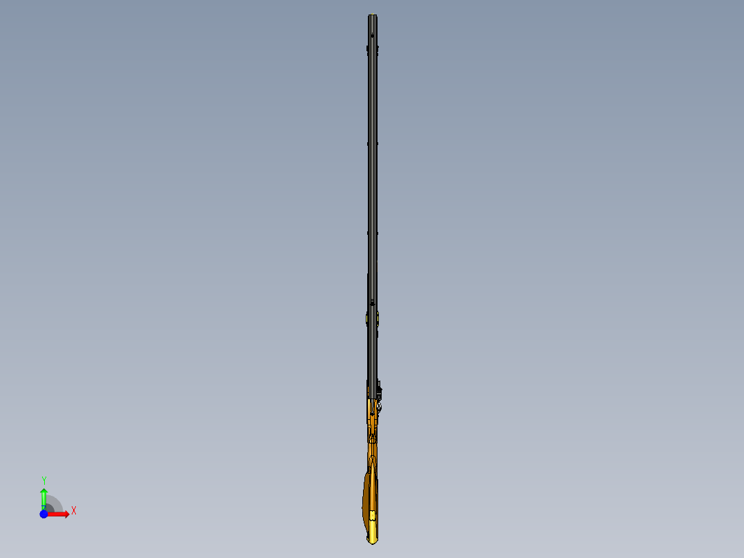 手枪左轮冲锋枪老式狙击步枪设计3D图纸flintlock-longrifle STP IGS STL前视图