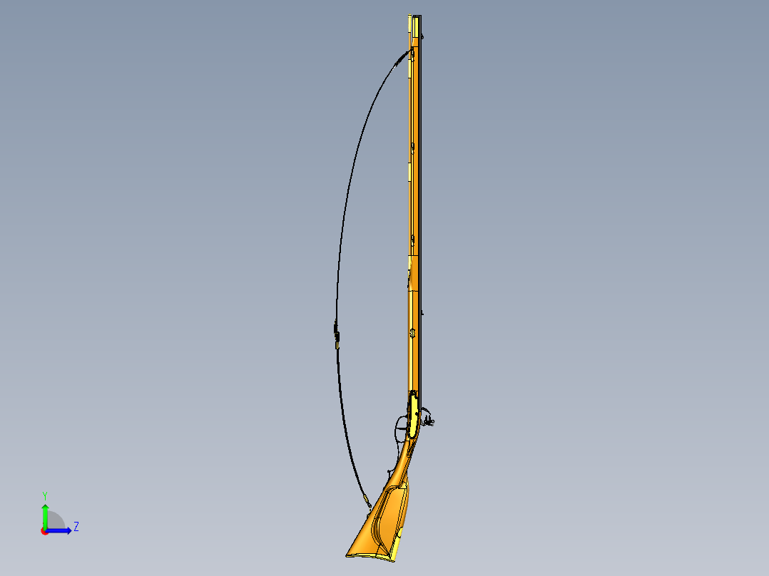 手枪左轮冲锋枪老式狙击步枪设计3D图纸flintlock-longrifle STP IGS STL左视图