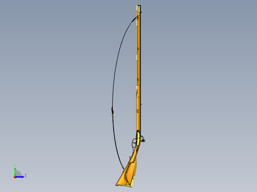 手枪左轮冲锋枪老式狙击步枪设计3D图纸flintlock-longrifle STP IGS STL左视缩略图
