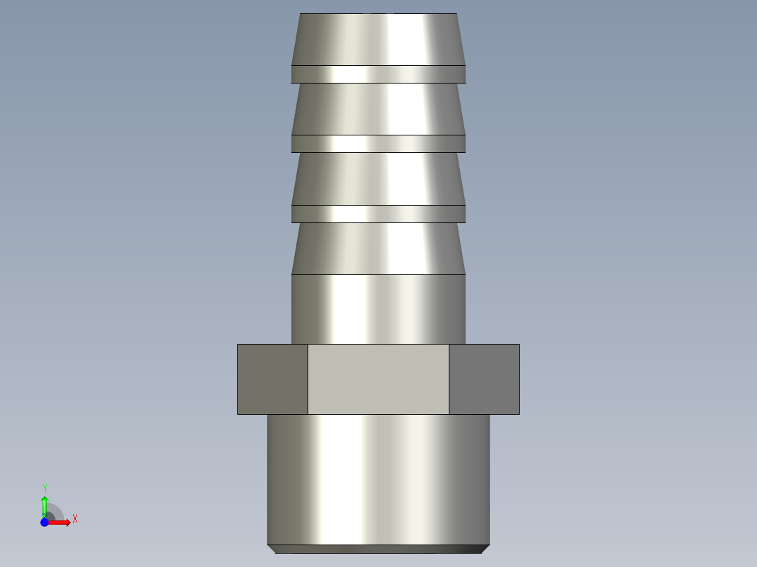 2分外丝x10mm-全铜宝塔接头前视图