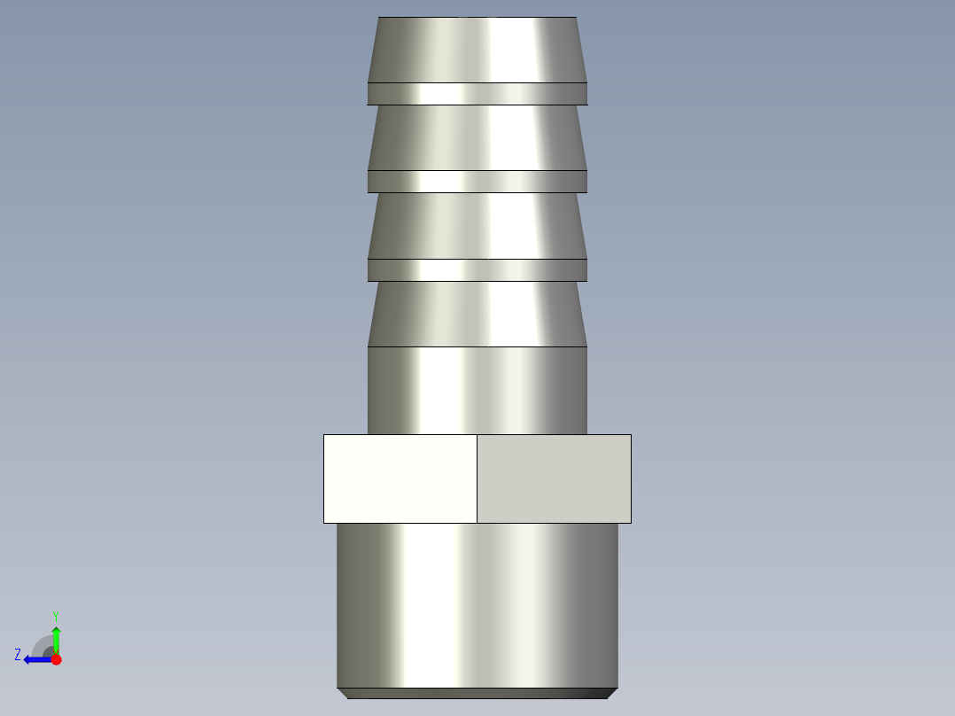 2分外丝x10mm-全铜宝塔接头右视图