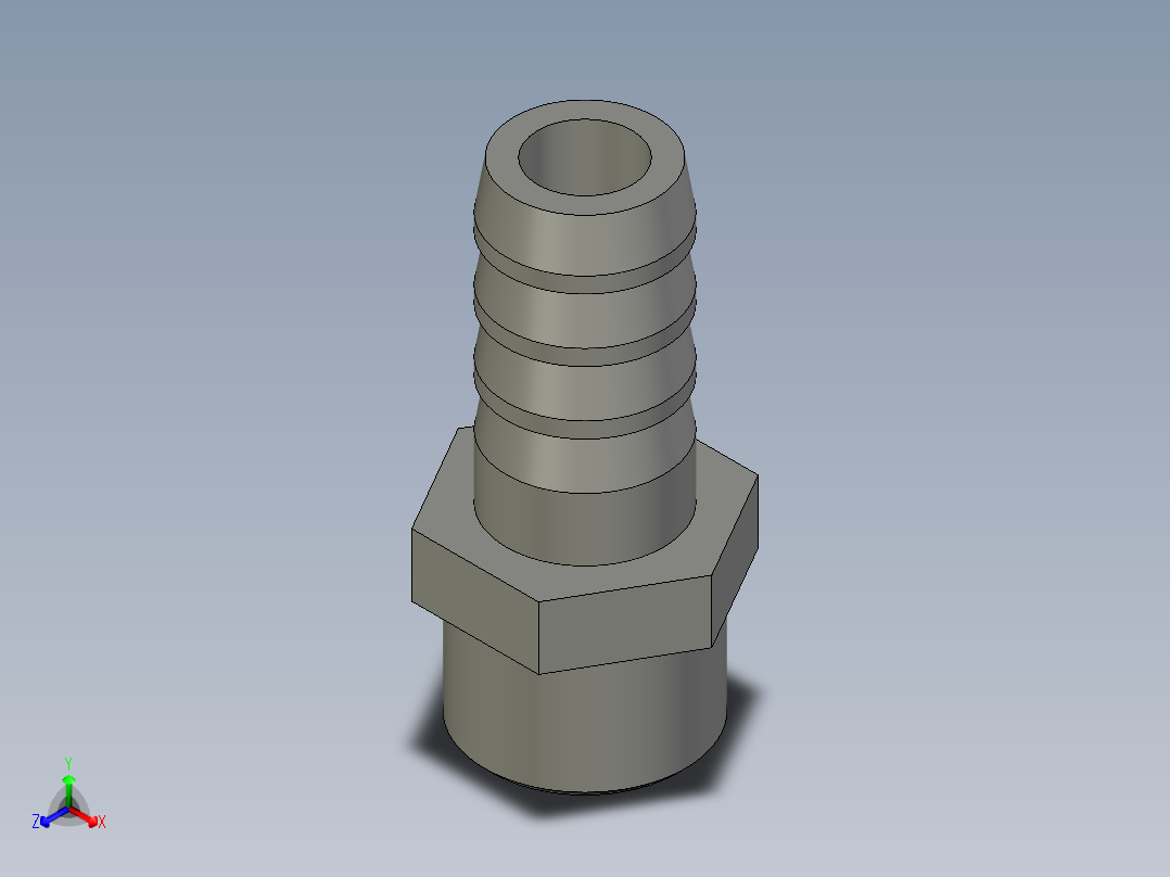 2分外丝x10mm-全铜宝塔接头正等轴测图