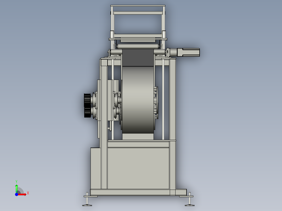 冲裁铝塑膜防拉断卷膜装置前视图