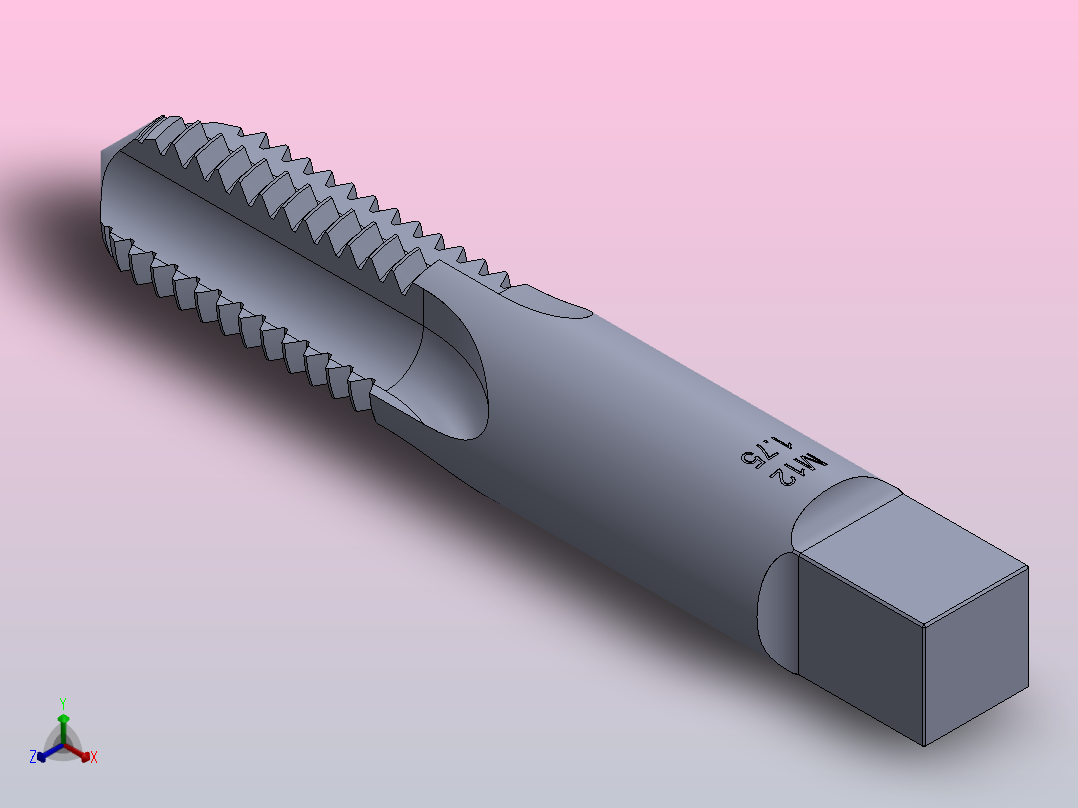 公制手动丝锥正等轴测图