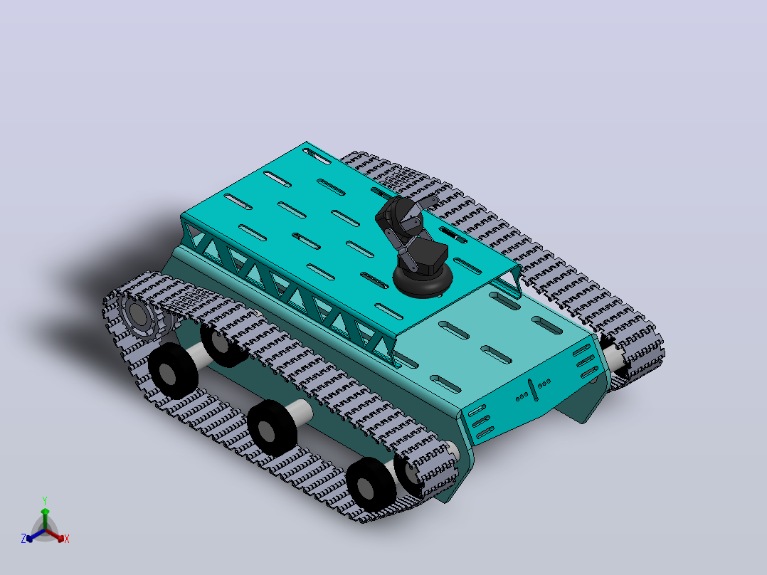 履带车简易结构3D图纸 Solidworks设计正等轴测图