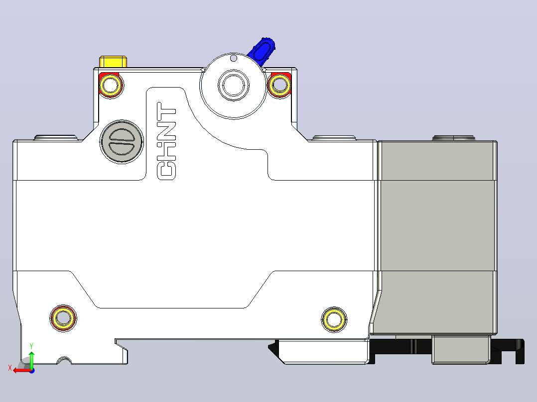 NXBLG-125 1P&amp;N剩余电流动作断路器三维模型202307后视图