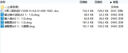 V带式运输机传动装置-两级、展开式二级斜齿圆柱齿轮减速器设计F5200NV0.6D450含4张CAD图缩略图
