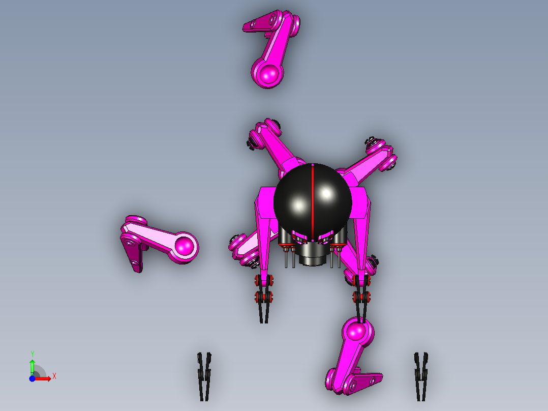 Robot Can机器人造型3D图纸 STEP格式前视图