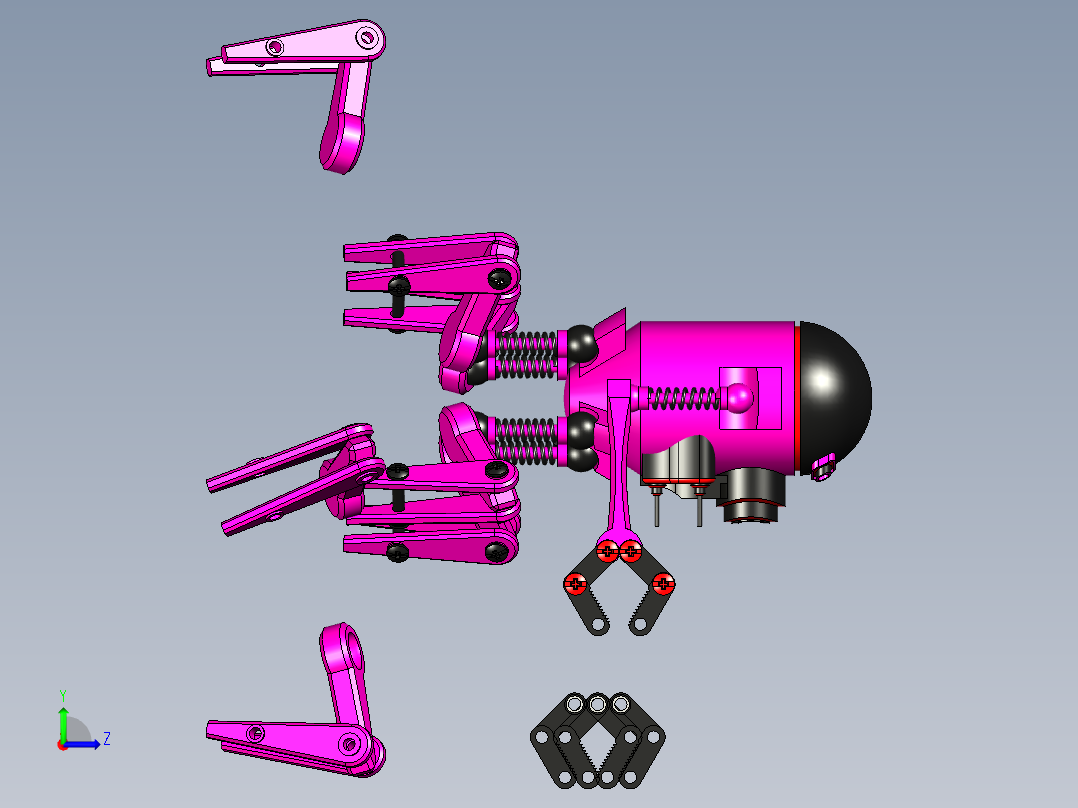 Robot Can机器人造型3D图纸 STEP格式左视图