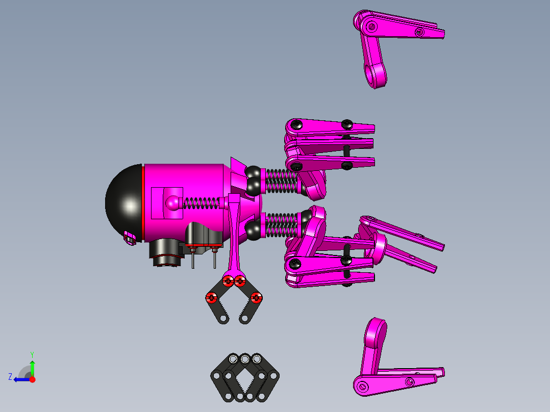 Robot Can机器人造型3D图纸 STEP格式右视图