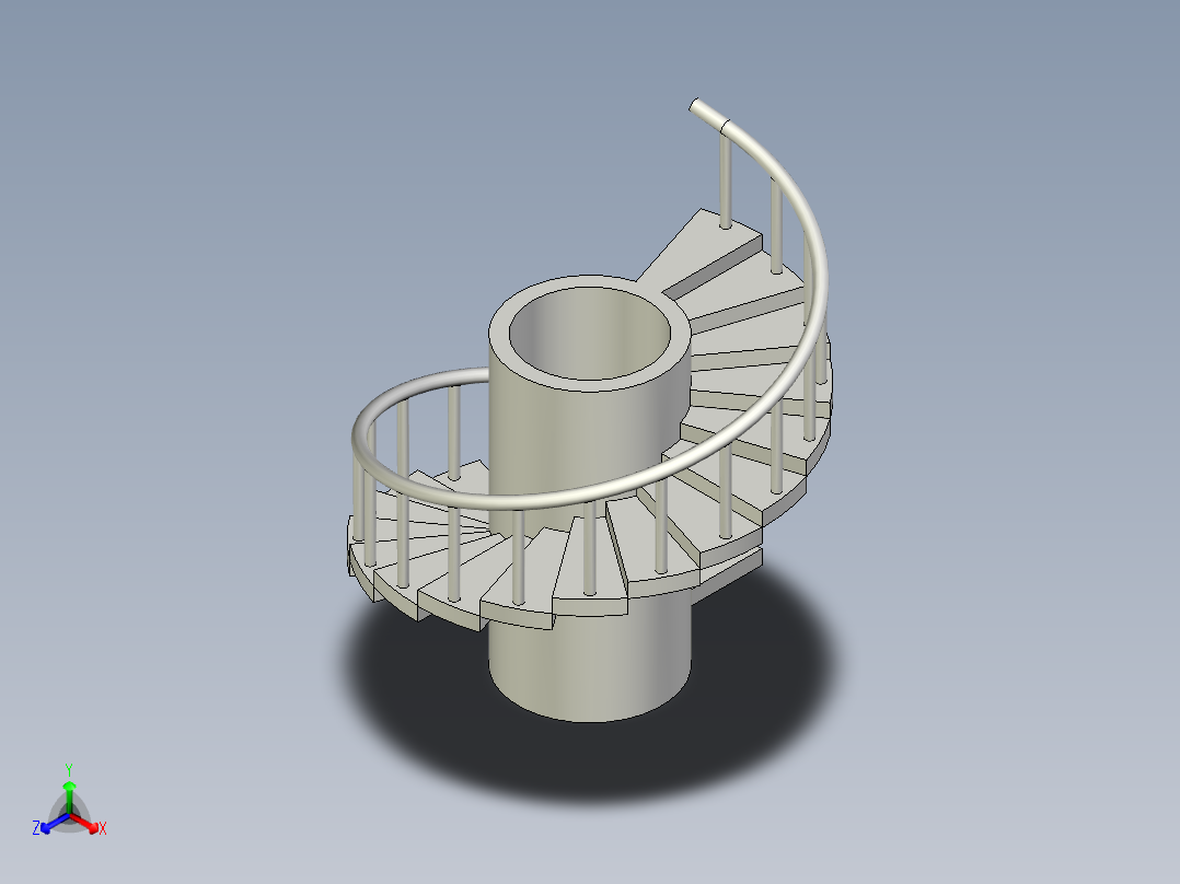 旋转楼梯效果图正等轴测图
