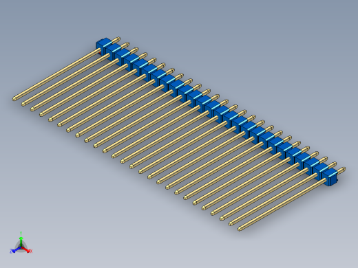 彩色公头100mil（2.54mm）系列-DS1021_blue_1x26p_100mil_Type43_rev1.0正等轴测缩略图