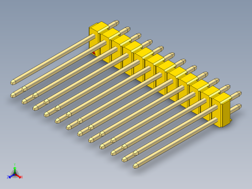 彩色公头100mil（2.54mm）系列-DS1021_yellow_2x12p_100mil_Type19_rev1.0正等轴测缩略图