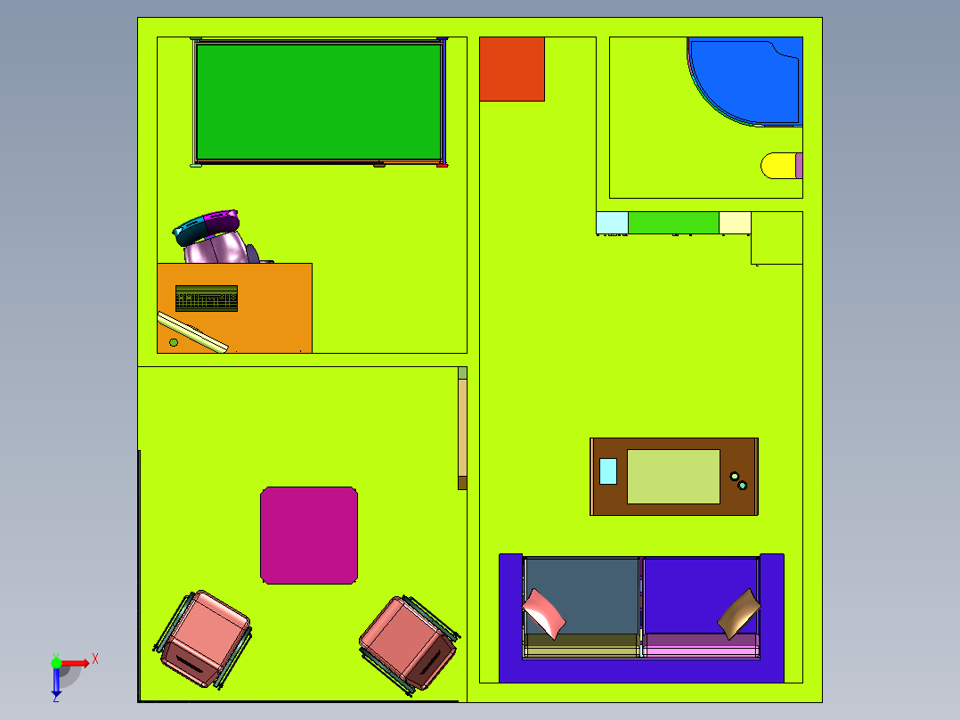 极简单人小户型公寓装修俯视图