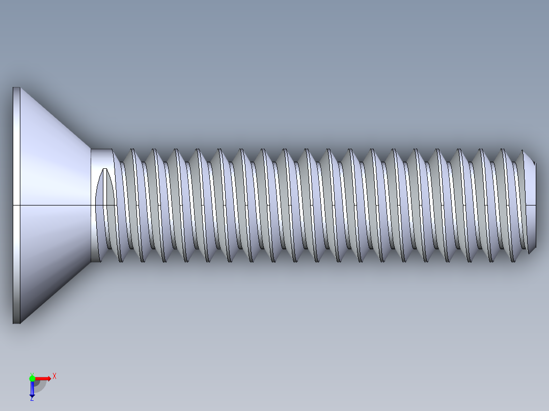 锥形内六角头螺钉-FHCS 8-32 x 0.750俯视图