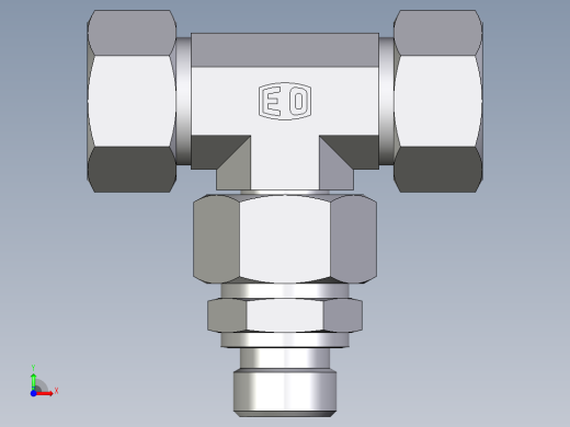 卡套式工业通用硬管接头EO_Assembled_adjustable_standpipe_branch_tee_EVT18LR71前视缩略图