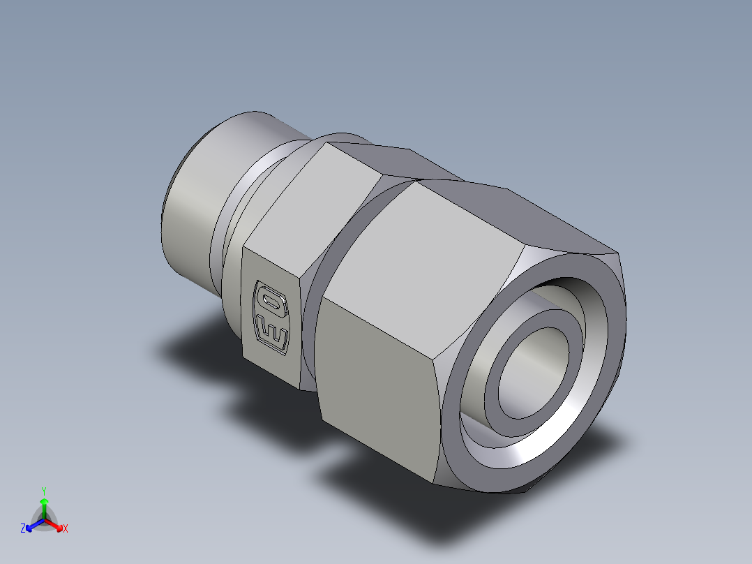 卡套式工业通用硬管接头EO_Standpipe_connector_EVGE16SREDCF正等轴测图