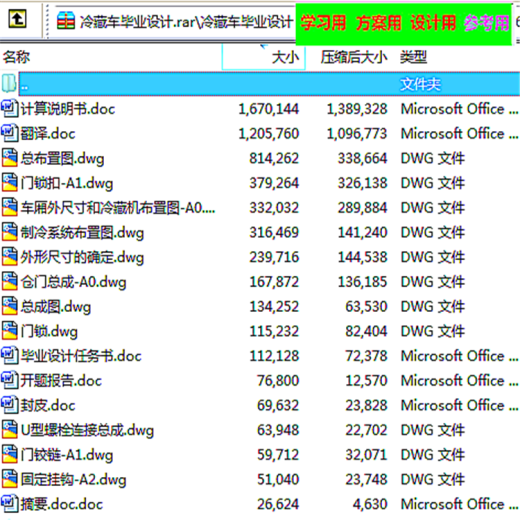 轻型冷藏车车厢CAD图纸（带说明书） 机械参考资料设计素材缩略图