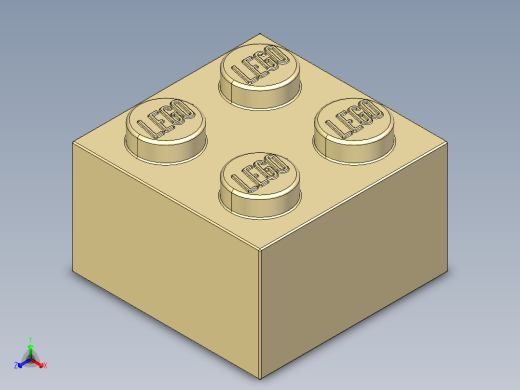 乐高套装 4421基本积木-4114306 - 3003 Brick Yellow - Tan Brick 2 x 2.STEP正等轴测缩略图