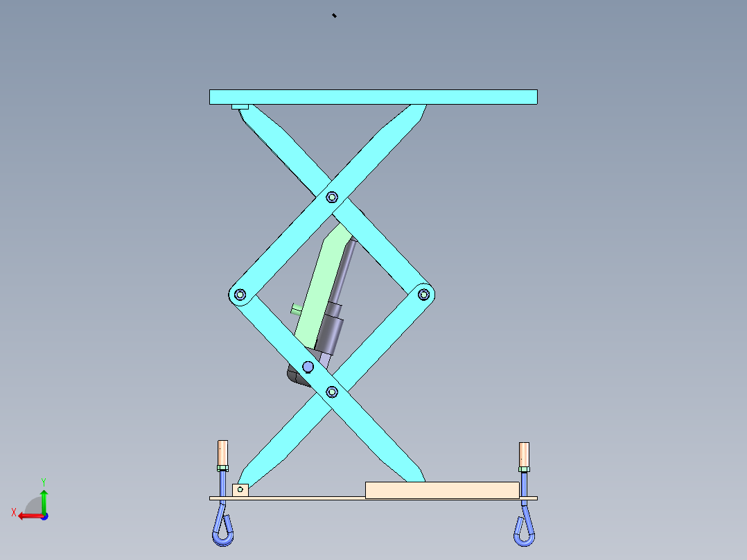 剪刀式汽车举升机结构设计后视图