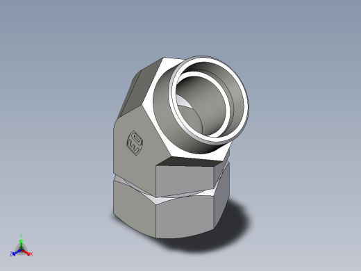 卡套式工业通用硬管接头EO_Swivel_nut_45_deg_elbow_EV35LOMD71正等轴测缩略图