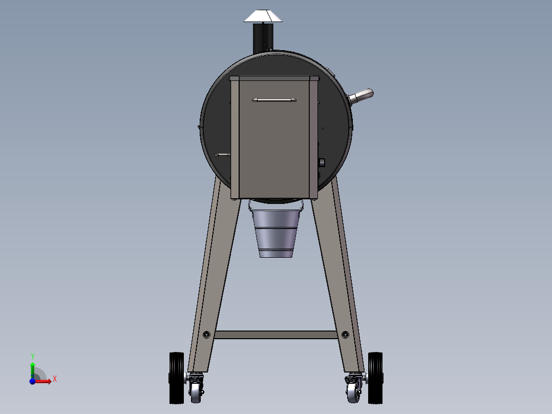 圆筒形颗粒燃料烧烤炉step前视图