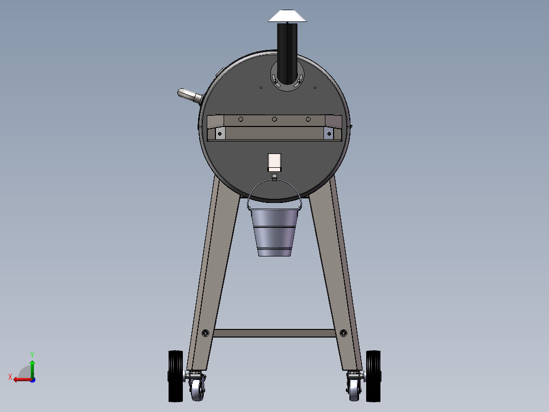 圆筒形颗粒燃料烧烤炉step后视图