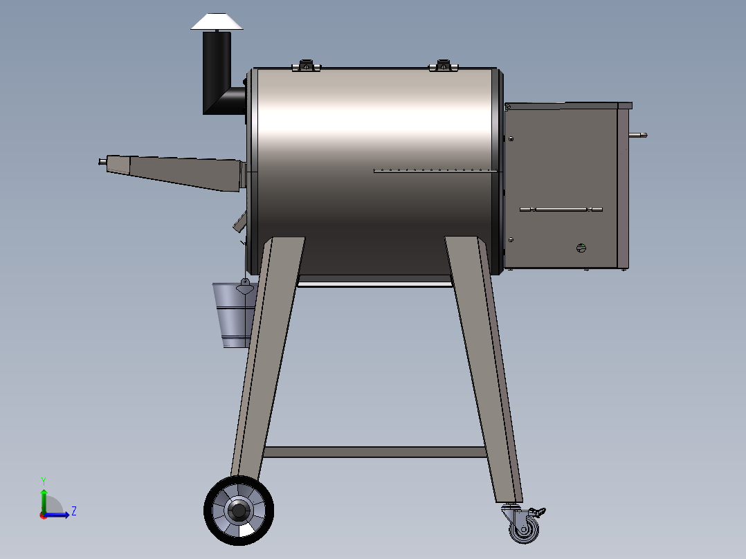 圆筒形颗粒燃料烧烤炉step左视图