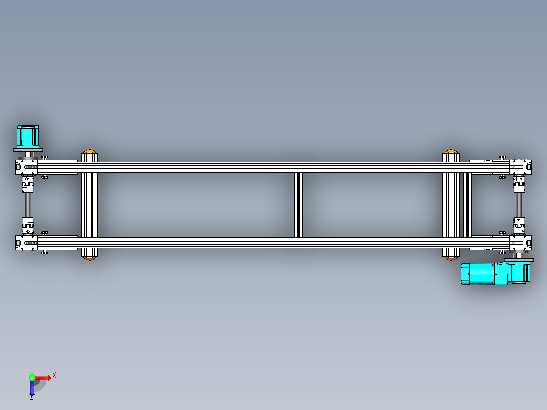 长2500-宽400-高700 双层倍速链俯视图