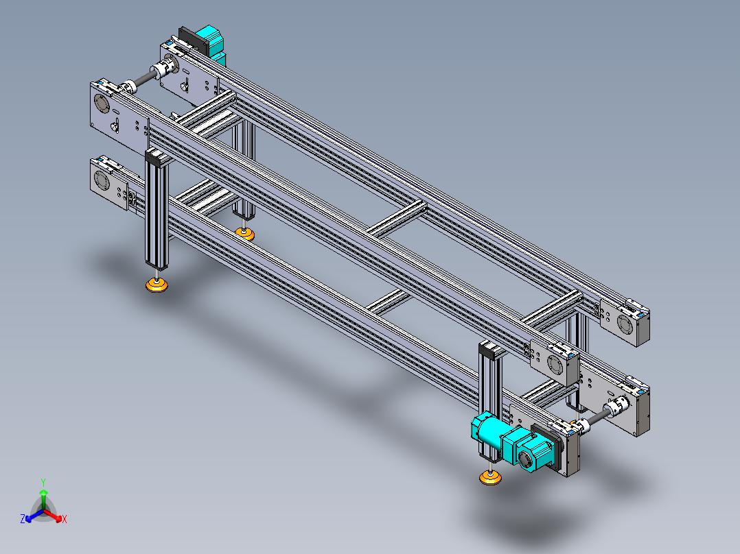 长2500-宽400-高700 双层倍速链正等轴测图