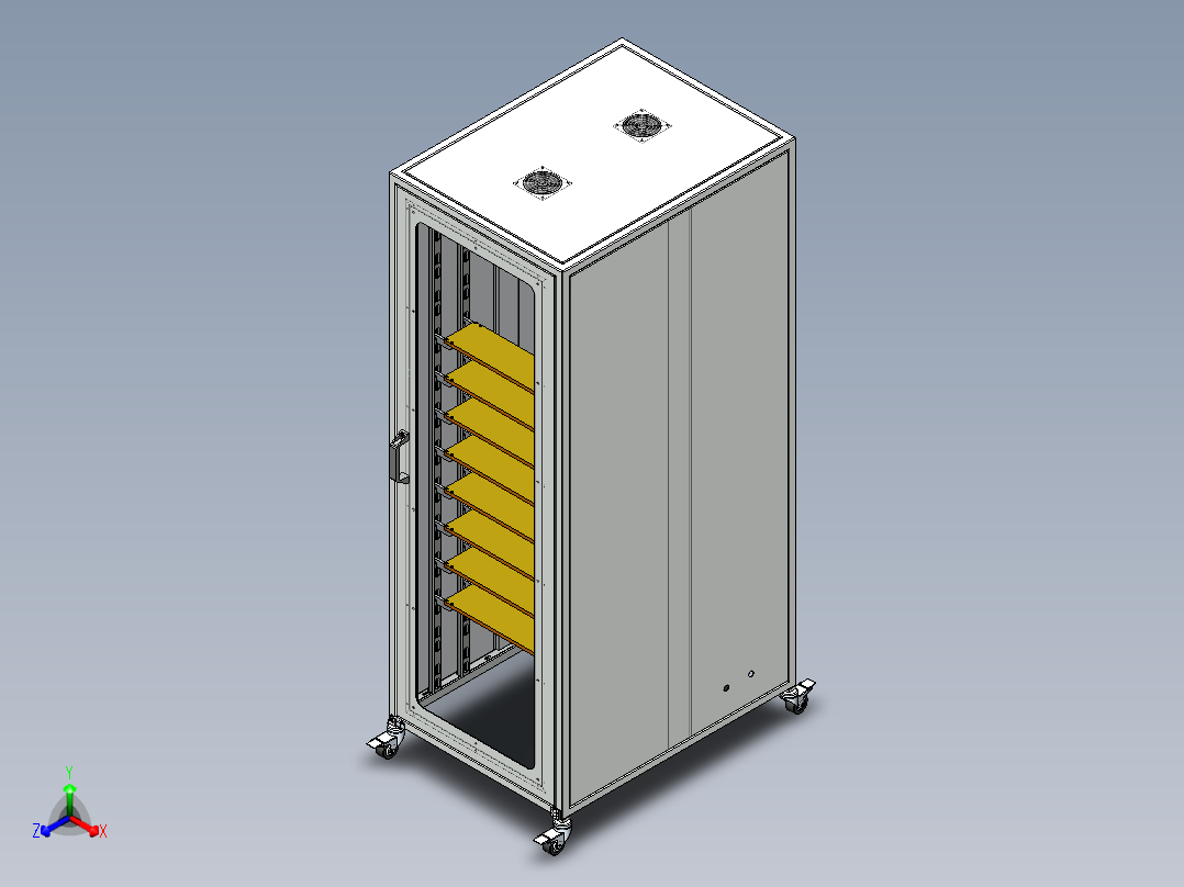 电控柜、锂电池测试机柜正等轴测图
