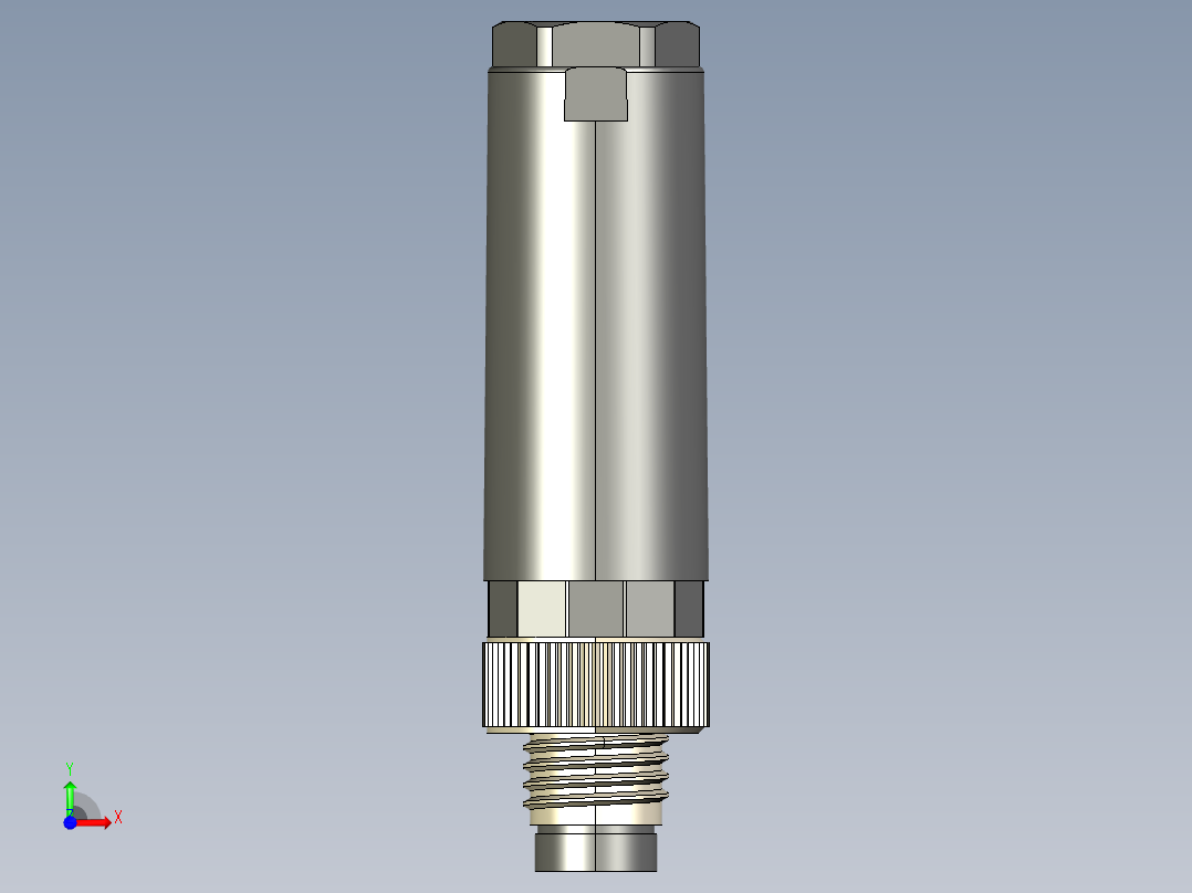 M8传感插连接器直型公插4芯前视图
