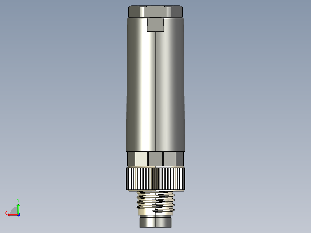 M8传感插连接器直型公插4芯后视图