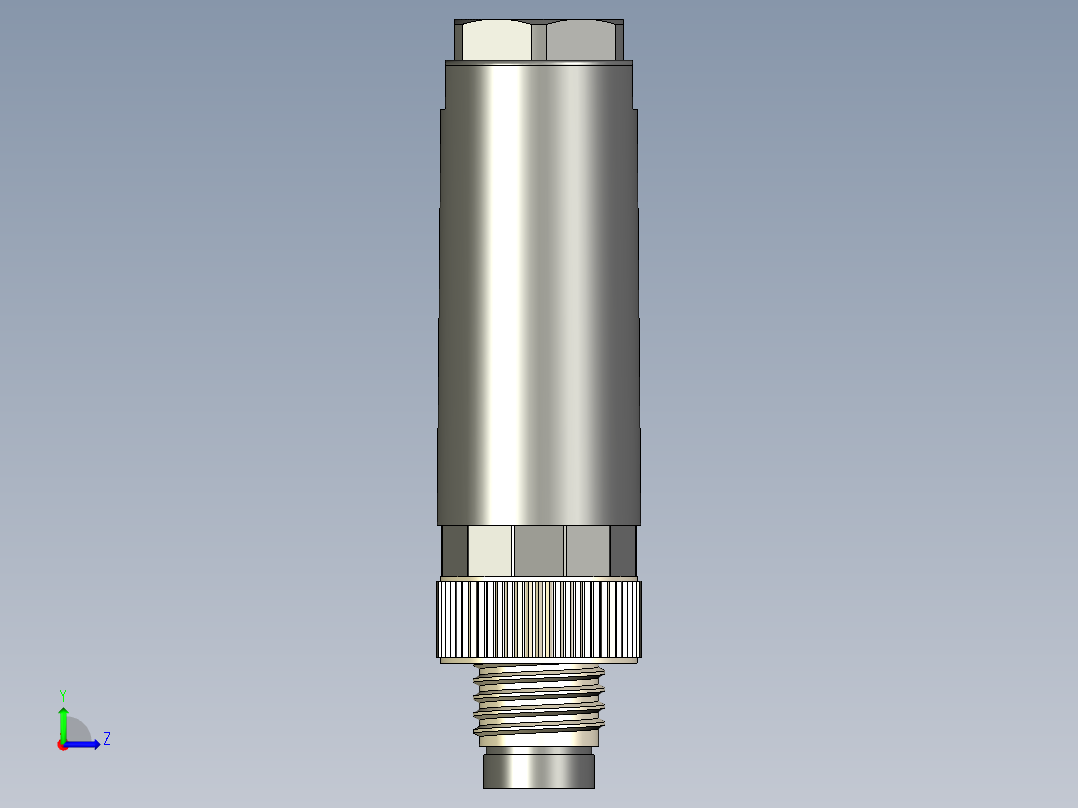 M8传感插连接器直型公插4芯左视图