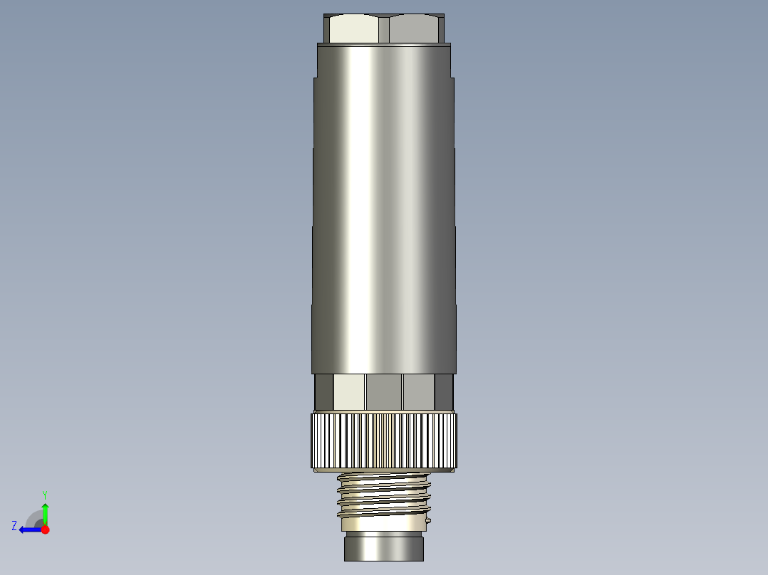 M8传感插连接器直型公插4芯右视图