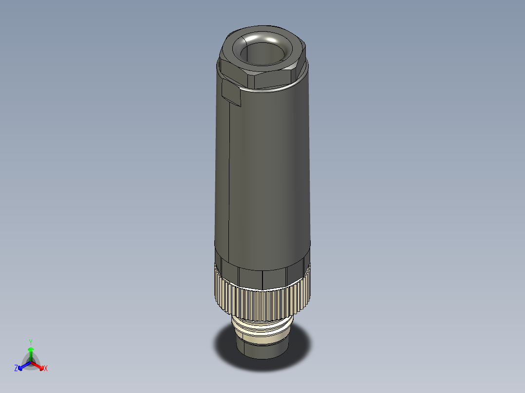 M8传感插连接器直型公插4芯正等轴测图