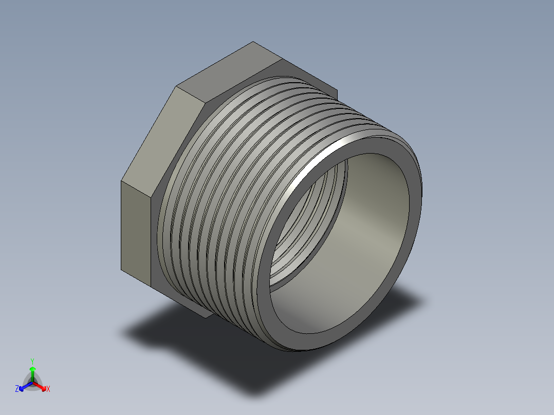 螺纹管转接头-内外丝异径 DN32-DN25正等轴测图
