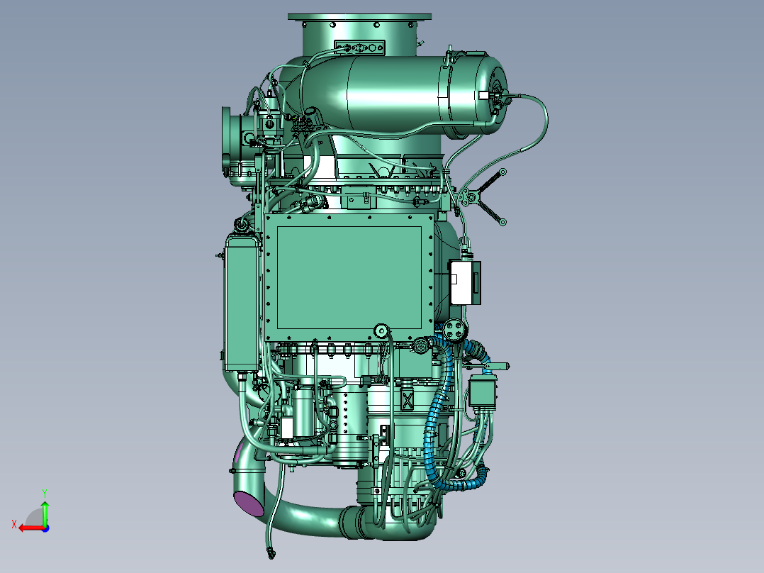 飞机大推力喷气式发动机后视图