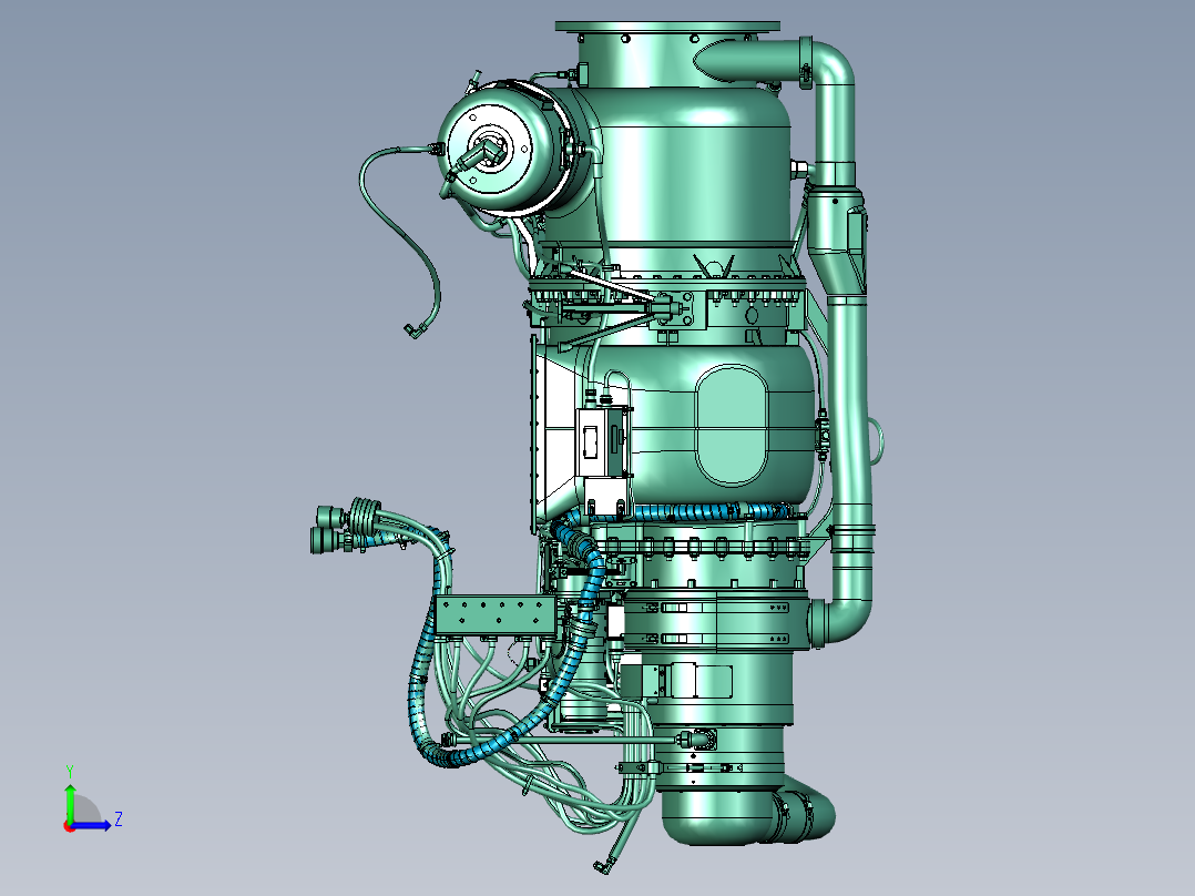 飞机大推力喷气式发动机左视图