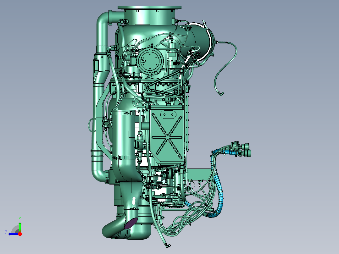 飞机大推力喷气式发动机右视图