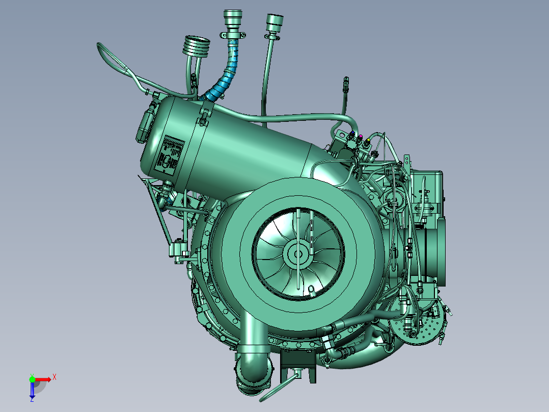 飞机大推力喷气式发动机俯视图
