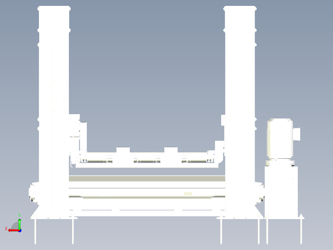 牙叉式升降提升辊道机后视图