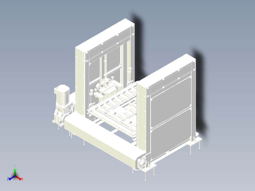 牙叉式升降提升辊道机正等轴测图